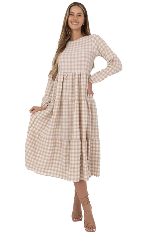 Béžové kostkované šaty Pasadena RUE... Béžové kostkované šaty Pasadena RUE...