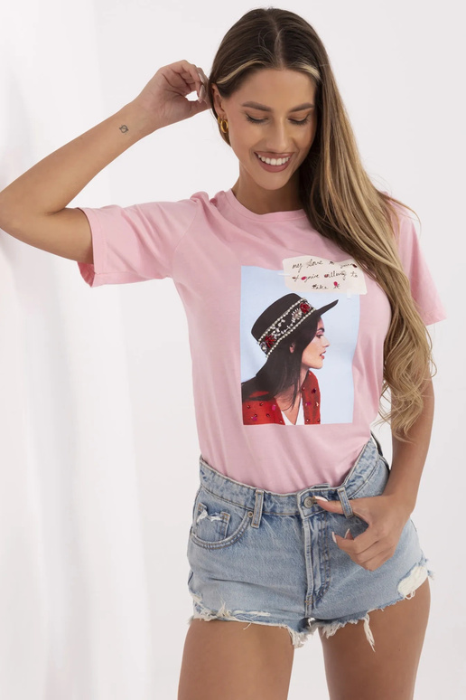 Růžové tričko s aplikací North Růžové tričko s aplikací North