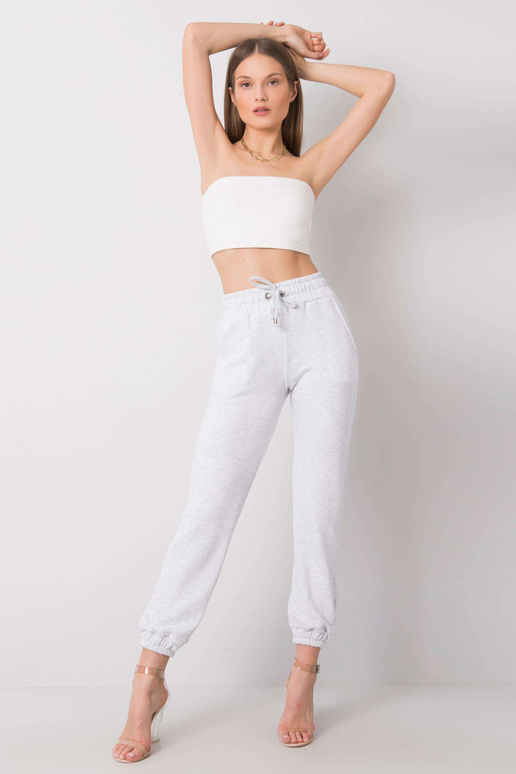 Světle šedé melanžové kalhoty Agueda...
