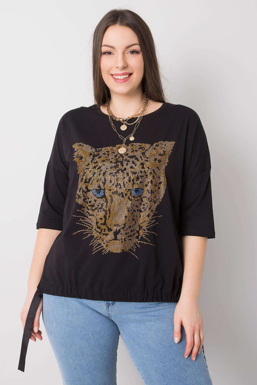 Černá halenka plus size s aplikací...