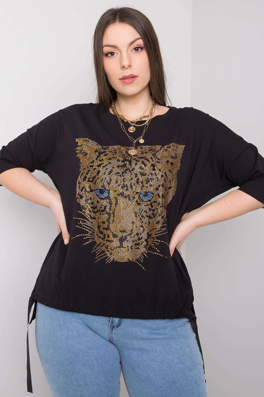 Černá halenka plus size s aplikací...