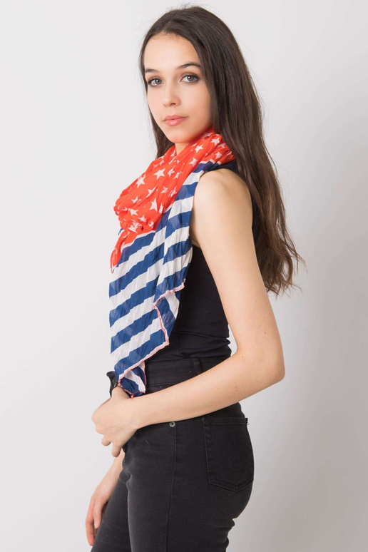 Červený a tmavě modrý pléd s potiskem