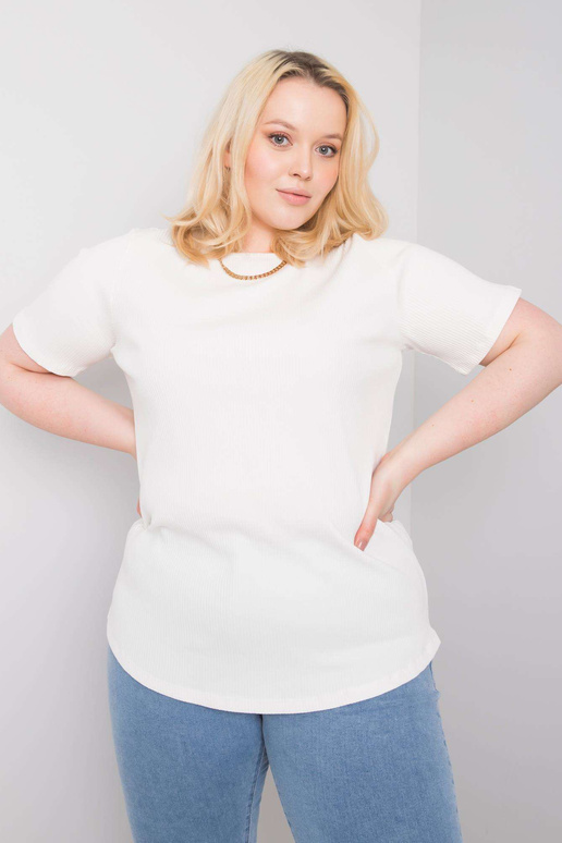 Ecru plus size žebrovaná halenka Stella