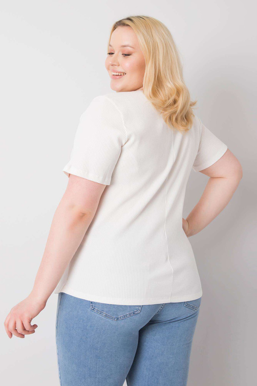 Ecru plus size žebrovaná halenka Stella