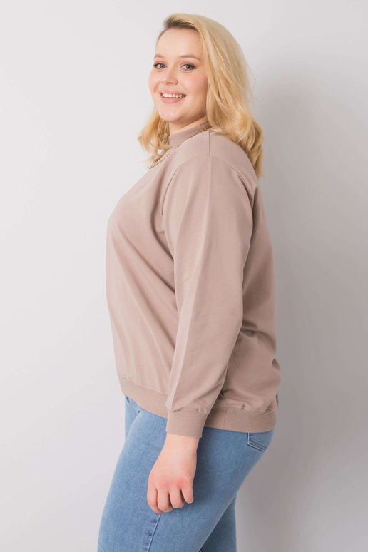 Tmavě béžová mikina plus size bez...