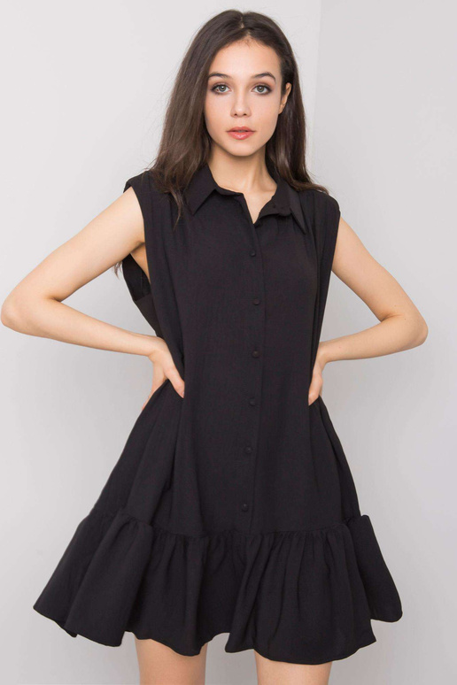 Černé šaty s volánem Odelia RUE PARIS