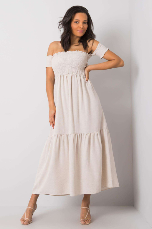 Béžové šaty s volánem Pallavi RUE PARIS