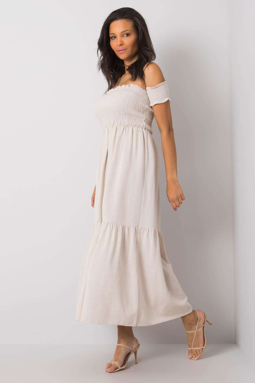 Béžové šaty s volánem Pallavi RUE PARIS