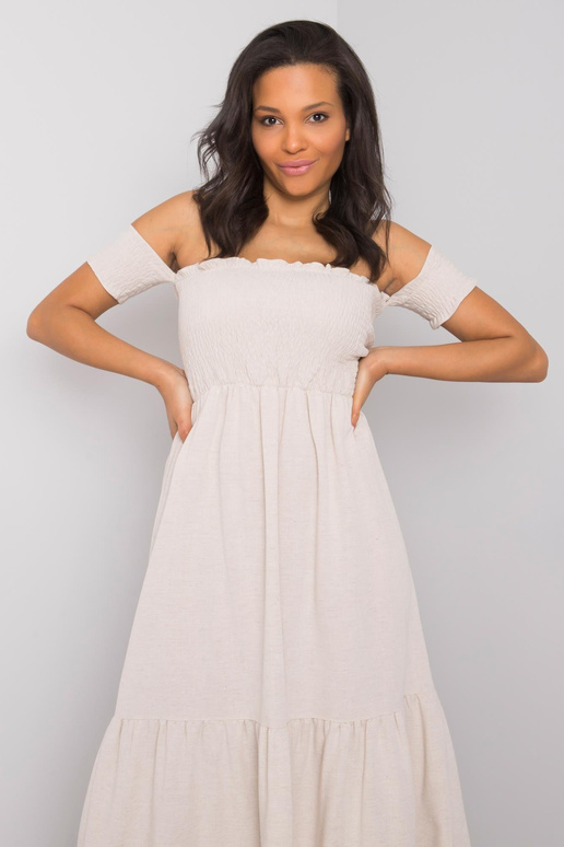 Béžové šaty s volánem Pallavi RUE PARIS