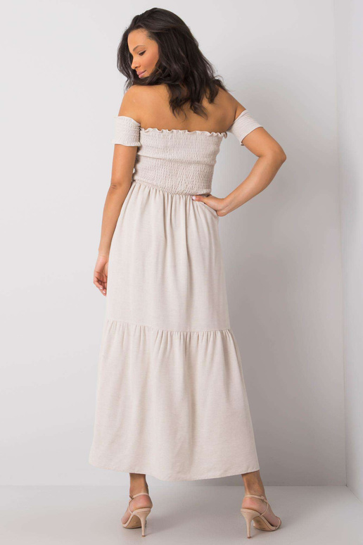 Béžové šaty s volánem Pallavi RUE PARIS