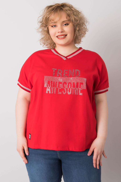 Červená halenka plus size s nášivkou...