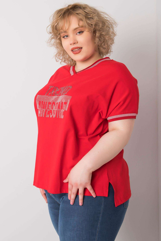 Červená halenka plus size s nášivkou...