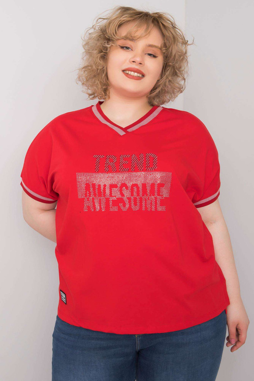 Červená halenka plus size s nášivkou...