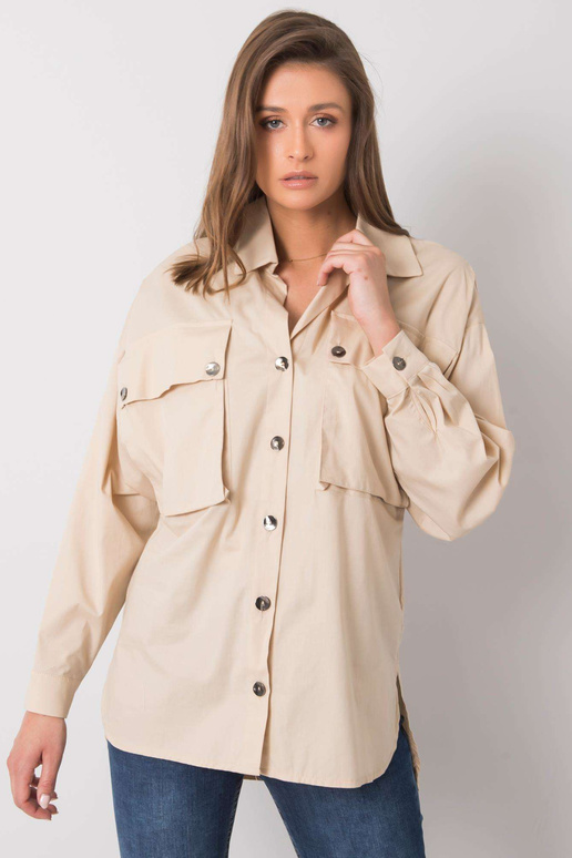 Béžová košile s kapsami Elora RUE PARIS