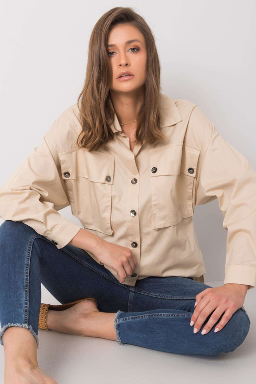 Béžová košile s kapsami Elora RUE PARIS