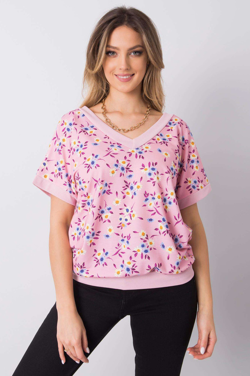 Růžová květinová halenka Leni