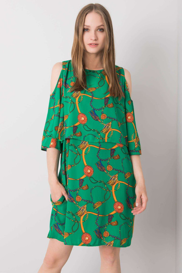 Zelené šaty s potisky...