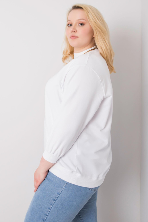 Bílá mikina Harmony Plus Size bez kapuce