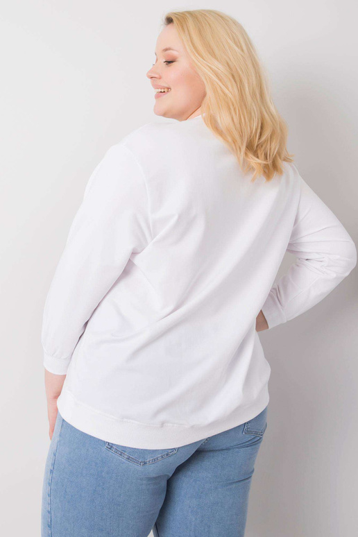 Bílá mikina Harmony Plus Size bez kapuce