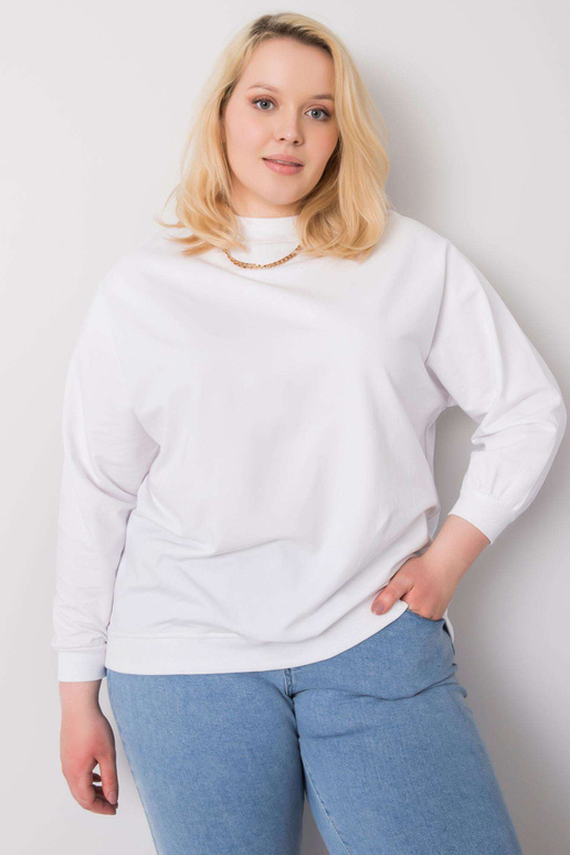 Bílá mikina Harmony Plus Size bez kapuce