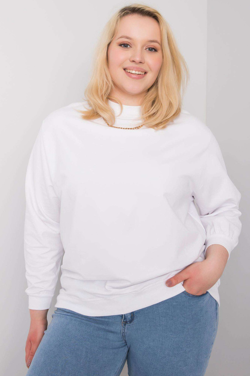 Bílá mikina Harmony Plus Size bez kapuce