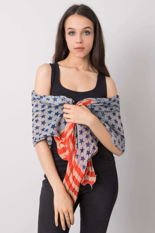 Modrý a červený šátek s potiskem