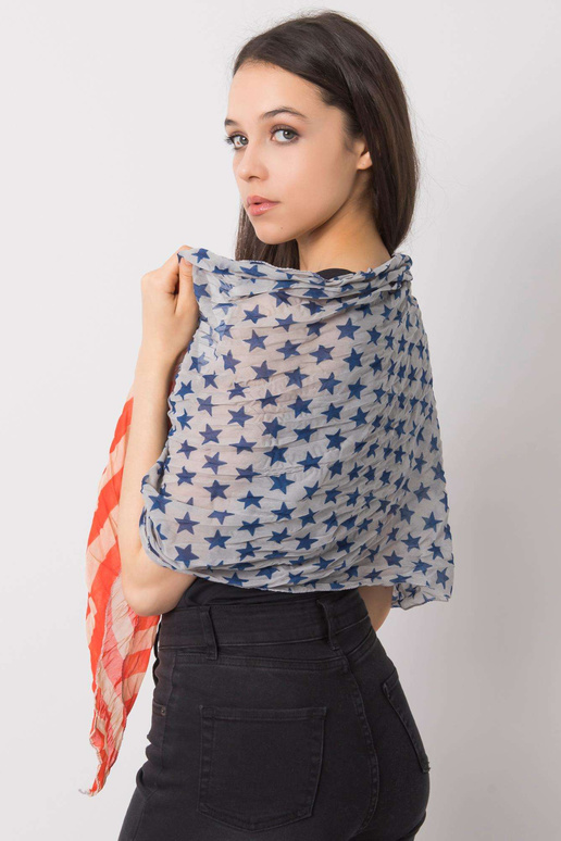 Modrý a červený šátek s potiskem