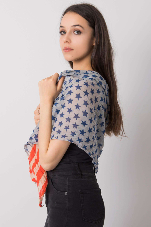 Modrý a červený šátek s potiskem