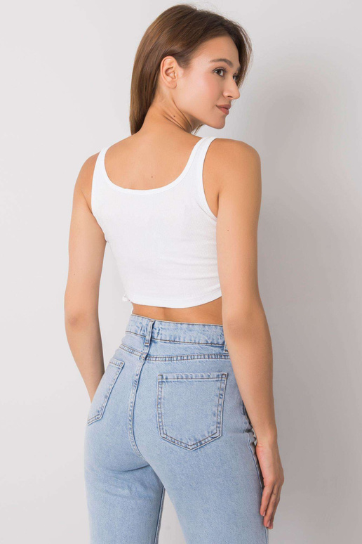 Bílý crop top s lemy Loretta RUE PARIS