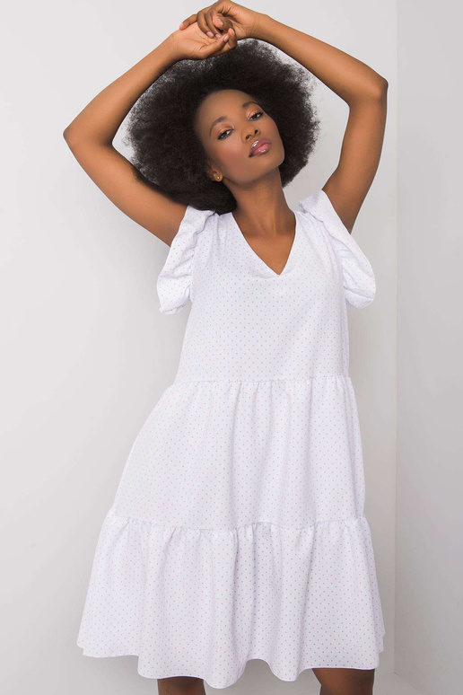 Bílé puntíkované šaty Aubriella RUE...
