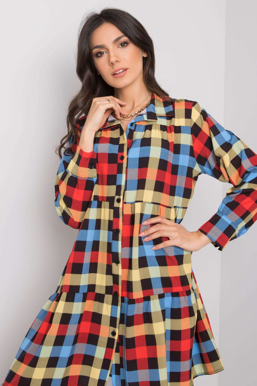 Jendayi červené a modré kostkované šaty