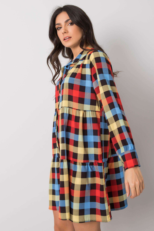 Jendayi červené a modré kostkované šaty