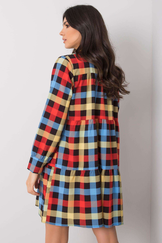 Jendayi červené a modré kostkované šaty