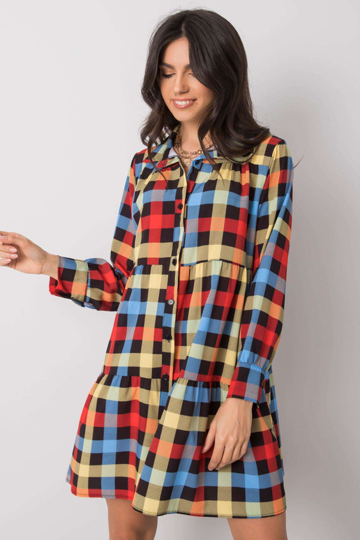 Jendayi červené a modré kostkované šaty