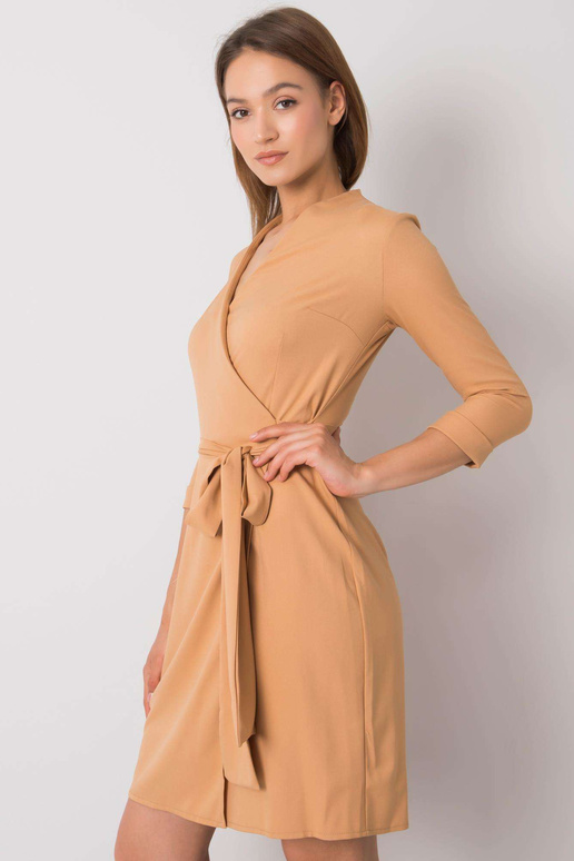 Tmavě béžové šaty s kravatou Edelie