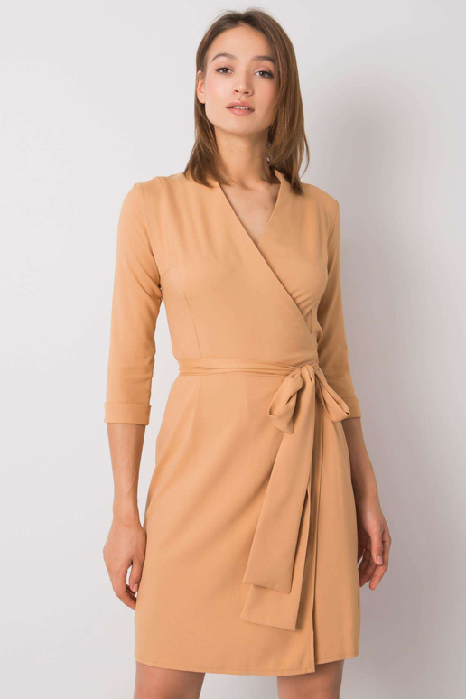 Tmavě béžové šaty s kravatou Edelie