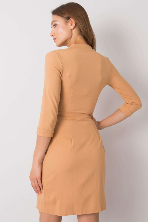 Tmavě béžové šaty s kravatou Edelie
