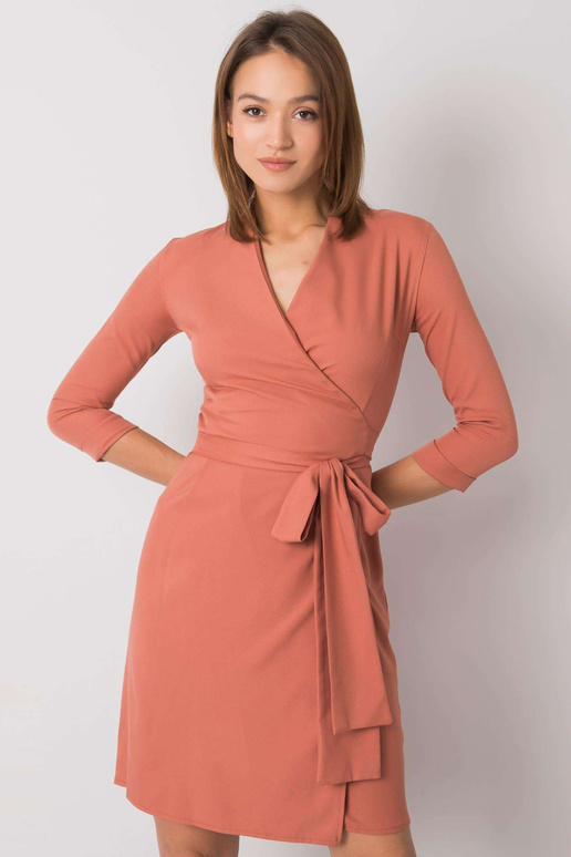 Cihlové šaty s kravatou Edelie