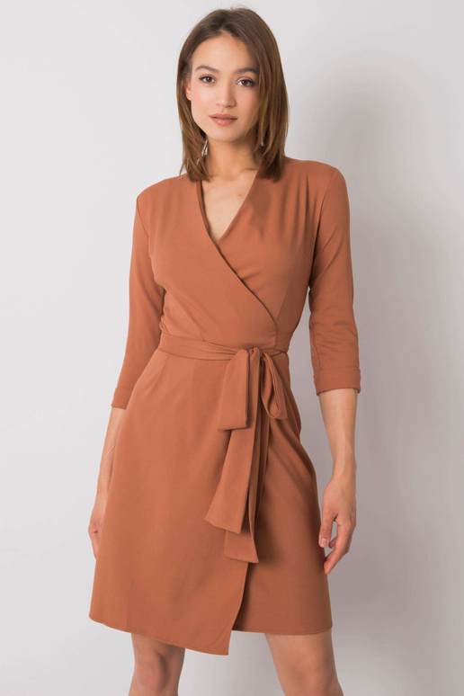 Hnědé šaty s kravatou Edelie