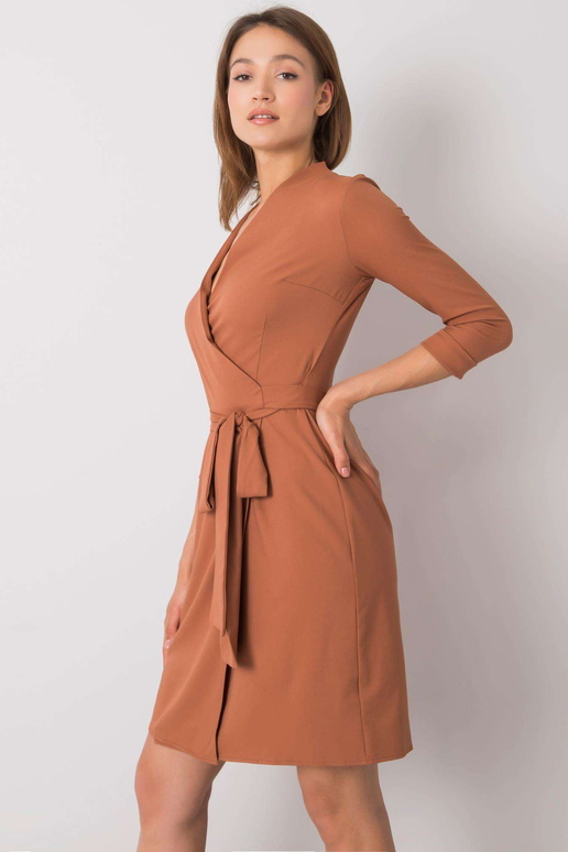 Hnědé šaty s kravatou Edelie
