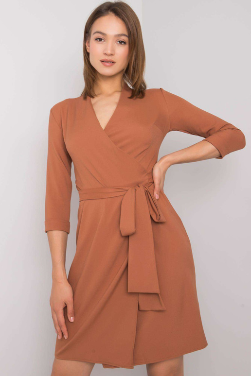 Hnědé šaty s kravatou Edelie
