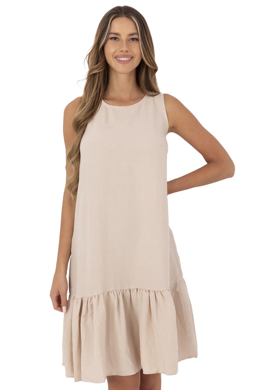 Béžové šaty s volánem Jossie RUE PARIS