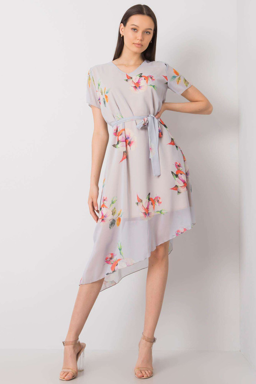 Šedé šaty s květinami Noemie