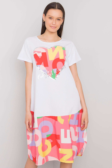 Bílé a růžové šaty s...