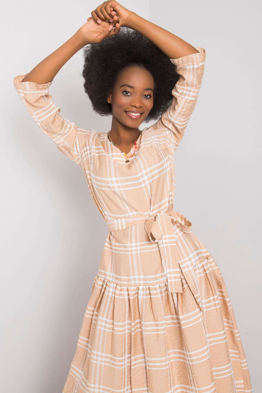 Béžové kostkované šaty Giana