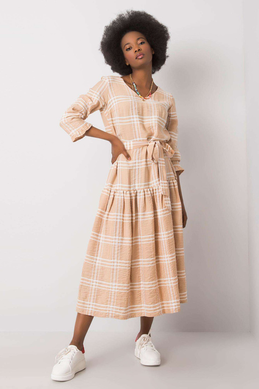 Béžové kostkované šaty Giana