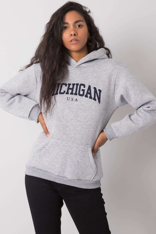 Šedá melanžová mikina s kapucí...