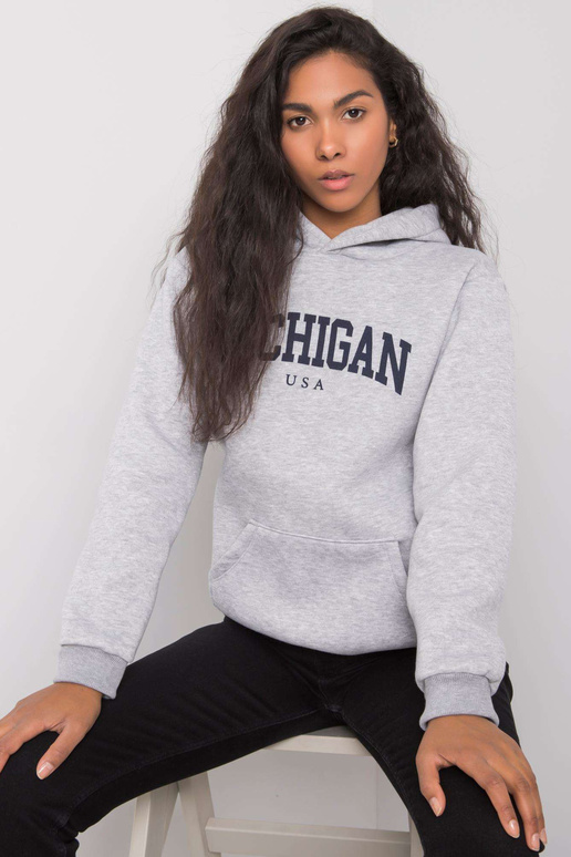 Šedá melanžová mikina s kapucí...