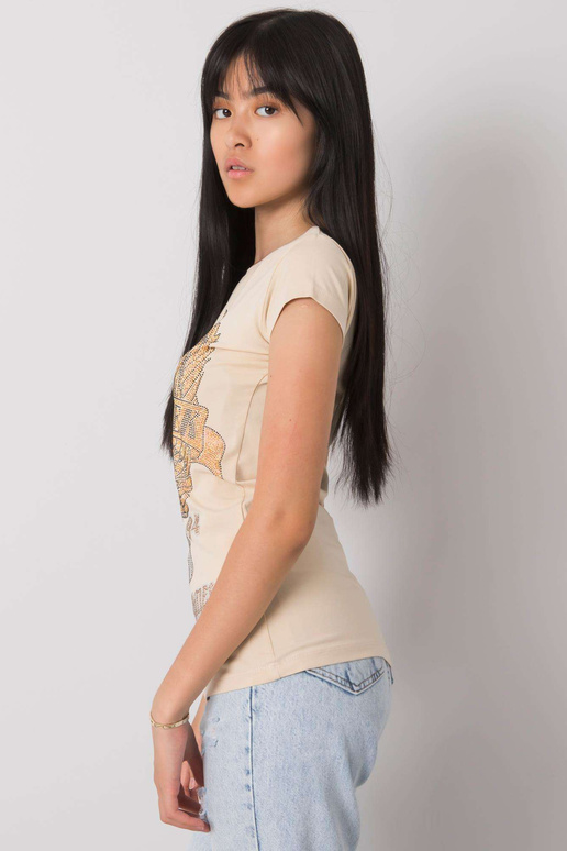 Béžové tričko s aplikací Haley