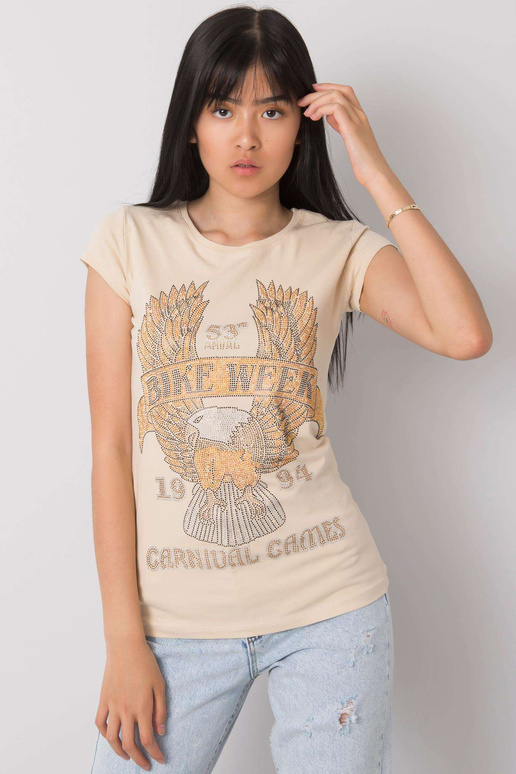 Béžové tričko s aplikací Haley